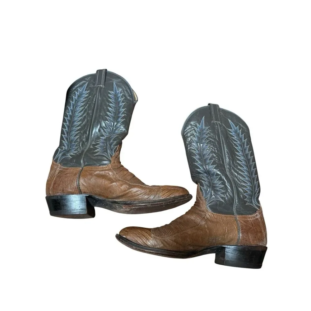 Vintage Tony Lama Exotic Cowboy Boots Mens Sz 10 D Style 8550 Gold Label USA